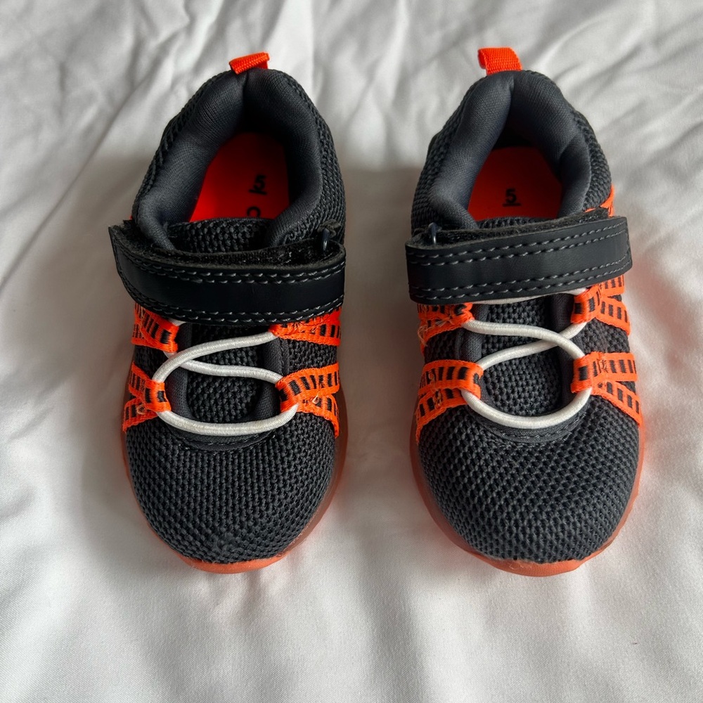 Carters Kids Grey and Orange Velcro Sneakers